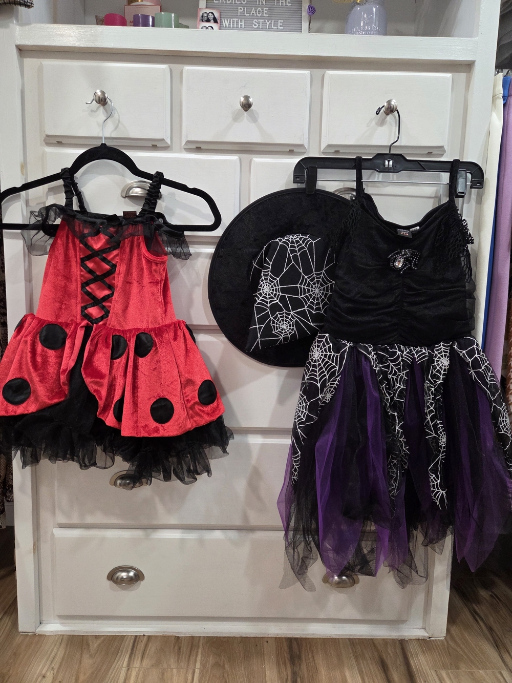 Kids Ladybug & Spiderweb Halloween Costume Set - Red, Black, Purple